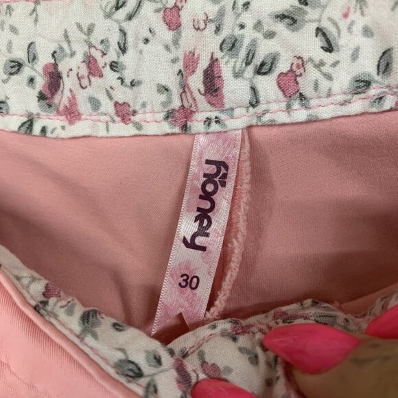 Honey Womans 30 Chino Pants Pink Ankle Tapered Leg Low Rise Stretch Barbiecore - Picture 5 of 15